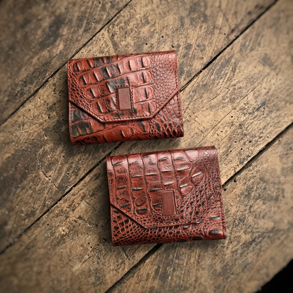 INNI – Croc Mini Tri-Fold Wallet (chocolate) | Premium Leather
