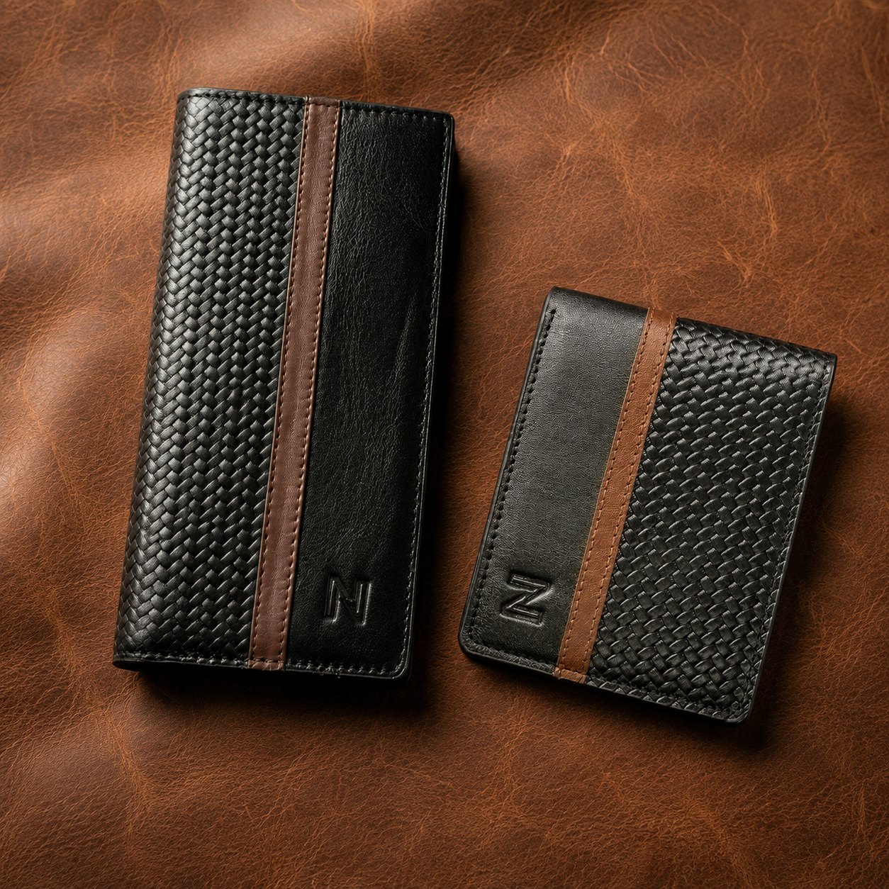 Combo Offer - INNI-Pati Textured Wallet (Black) + Long Pati Textured Wallet (Black)