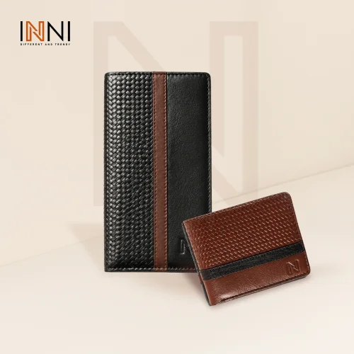 Combo Offer - INNI-Pati Textured Wallet (Chocolate) + Long Pati Textured Wallet (Black)
