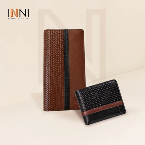 Combo Offer - INNI-Pati Textured Wallet (Black) + INNI-Long Pati Textured Wallet (Chocolate)