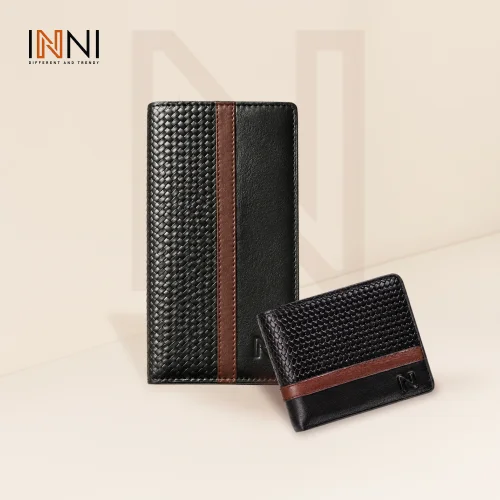 Combo Offer - INNI-Pati Textured Wallet (Black) + Long Pati Textured Wallet (Black)