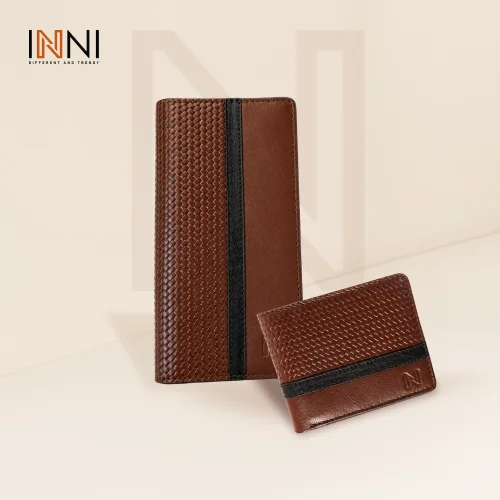 Combo Offer - INNI-Long Pati Textured Wallet (Chocolate) + Long Pati Textured Wallet (Chocolate)